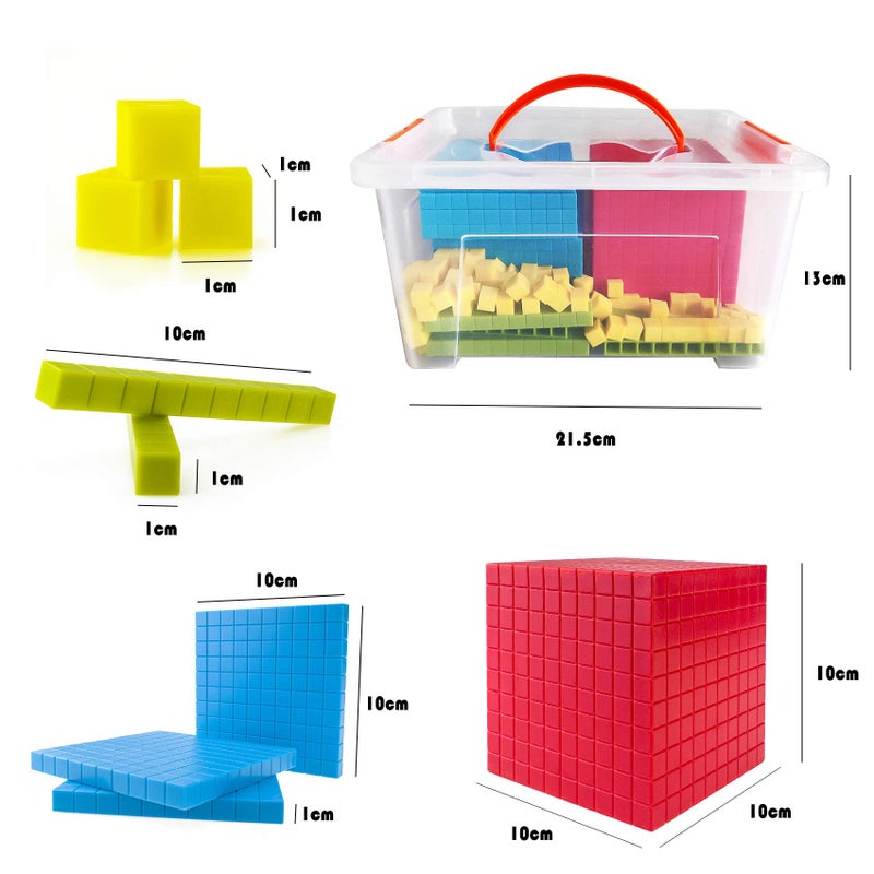 Doloowee Base Ten Blocks Set - 121PCs Base 10 Set Learning Math Manipulative Teach Kids Volume  Place Value and Number Concepts for Early Counting Math in School or Home - Image 5